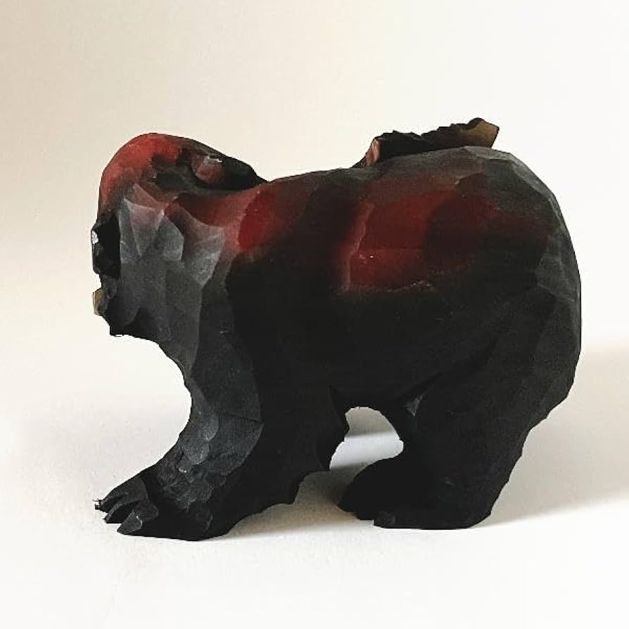 三冊の本にもたれる正装した木彫りのクマ 置物 ディスプレイ 三冊の本にもたれる正装した木彫りのクマ 置物 ディスプレイ